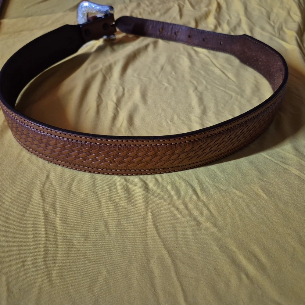 Kids Braided Brown Leather Belt with Silver Buckle